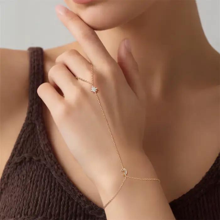Bracelets ROXI en Argent 925 pour Femme, Bijoux Chaîne de Doigt, Style Personnalisé, Superposition, Diversification, Zircon
