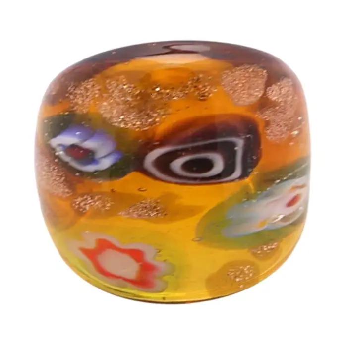 Bague artistique en verre A52E, avec incrustation sable doré Unique, pour femmes élégantes