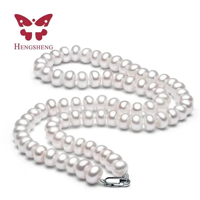 Collier de perles d'eau douce naturelles blanches pour femmes 8-9mm collier de perles bijoux 40cm/45