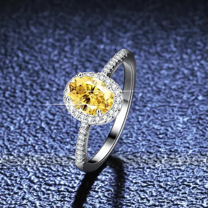 Bague de luxe en or blanc véritable pour femme