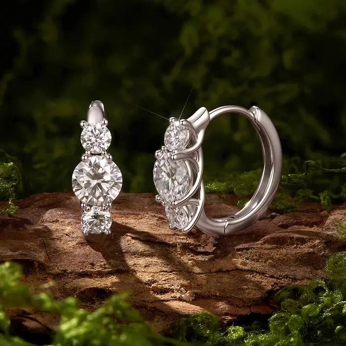 Boucles d'oreilles BAMOER en moissanite plaquées en argent sterling 925 pour femmes occasions spéciales anniversaire fiançailles soirée mariage