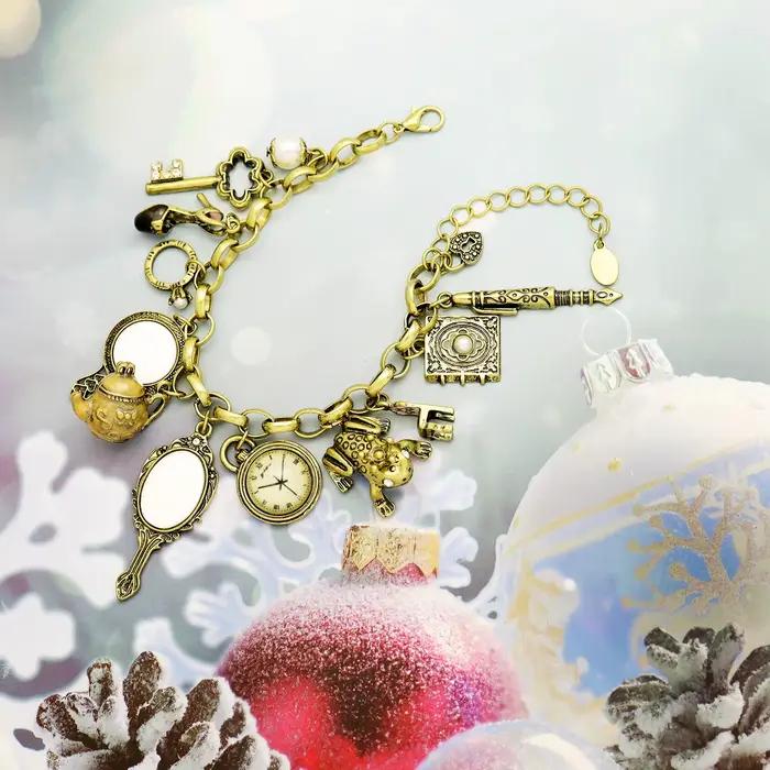 Vintage pays des merveilles miroir breloques perles lien chaîne cristal bracelet bracelets pour femme Pulseira Masculina bijoux accessoires cadeau