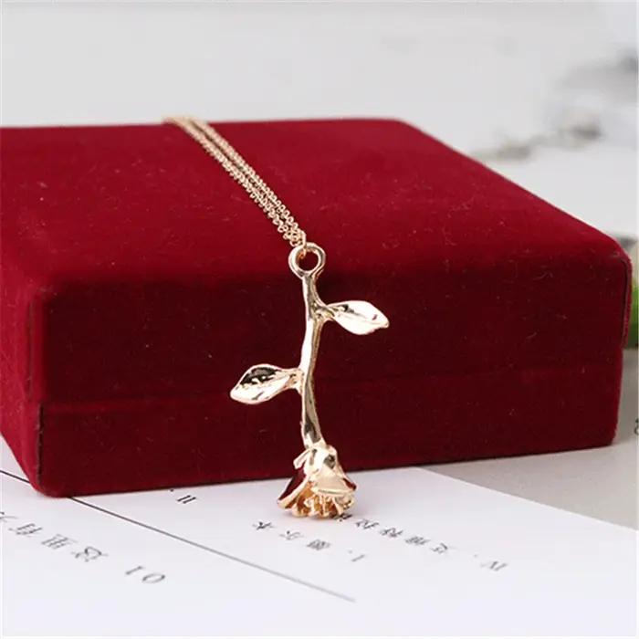 Collier de bijoux de mode en argent couleur or Rose