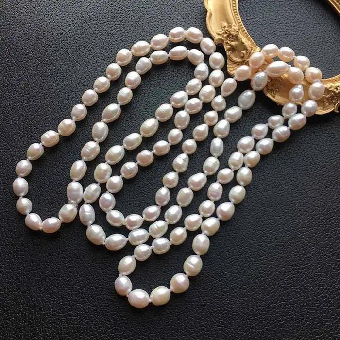 Collier classique long en perles d'eau douce COLARMIX fait main pour femmes occasions spéciales et tous les jours