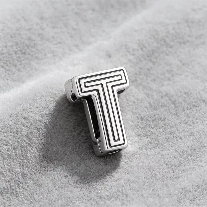 Clip en argent 925 simple et tendance avec 26 lettres de A à Z, adapté aux bracelets plats européens