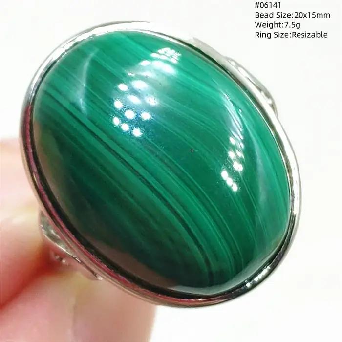 Bague réglable en malachite verte naturelle, chrysocolle, perle de bijoux 20x15mm, pour femmes et ho