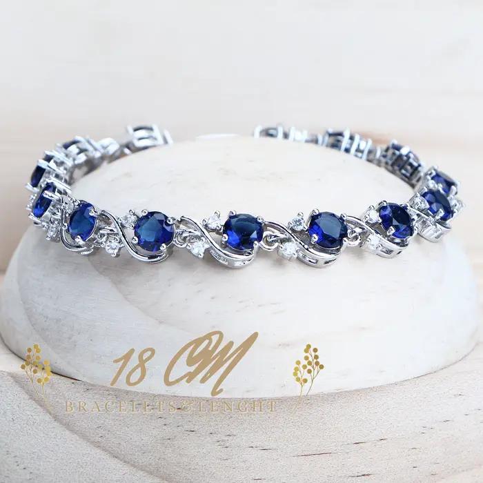 Ensemble de bijoux en zircon bleu en argent sterling 925 pour femme occasions spéciales mariage saint-valentin noël anniversaire