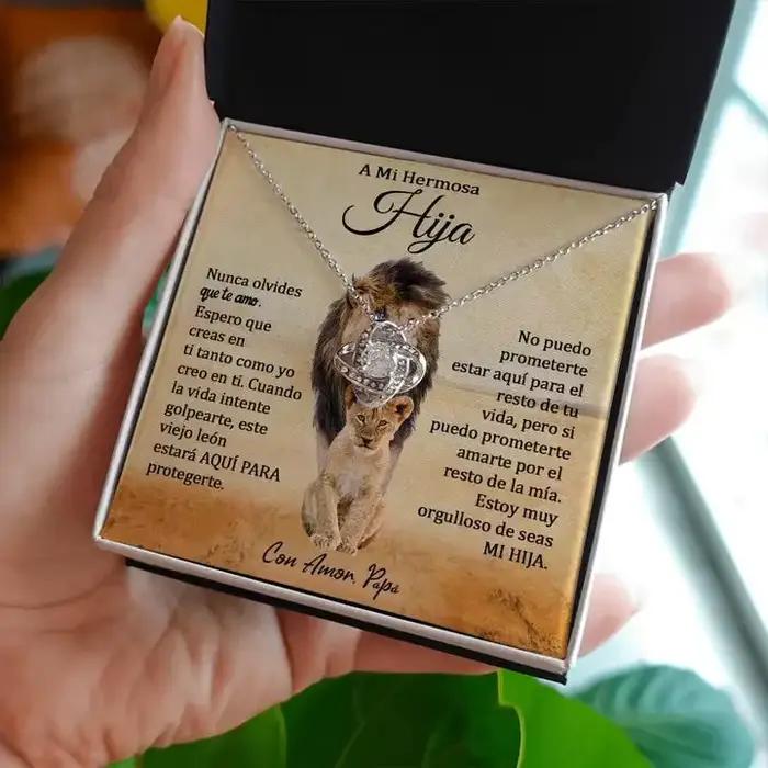 Collier noeud d'amour Mi Hermosa Hija cadeau anniversaire pour filles occasion spéciale amour pendentif chaîne O alliage de cuivre styles cadeaux de père
