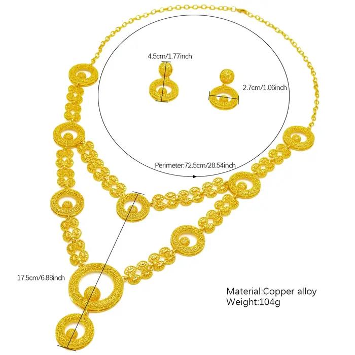 ANIID Dubai 24K couleur or ensembles de bijoux de mariage collier africain boucles d'oreilles pour les femmes nigérian indien mariée 2 pièces ensemble cadeaux de fête