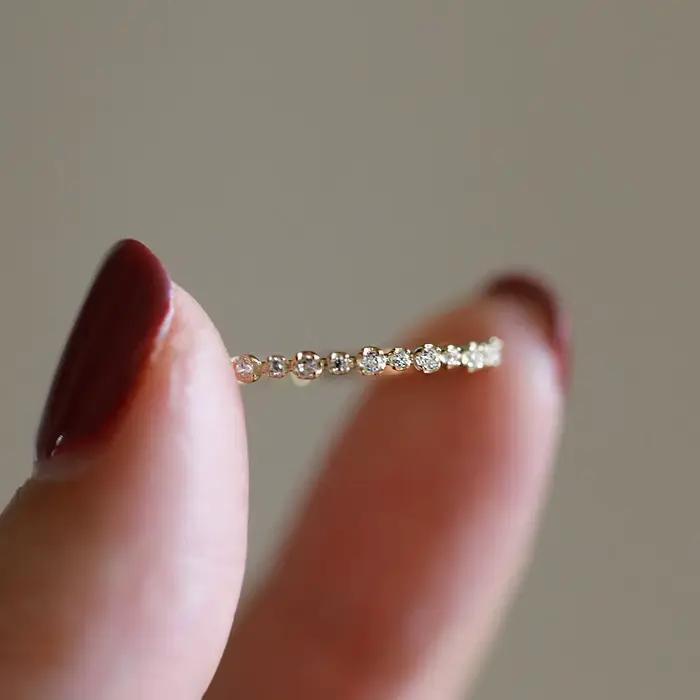 Bague géométrique en argent Sterling 925 plaquée or avec zircon AAA pour femmes occasions spéciales engagement alliance mariage
