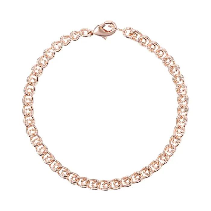 Bracelet pour femme, chaîne classique, couleur or Rose, 3/5mm, 585
