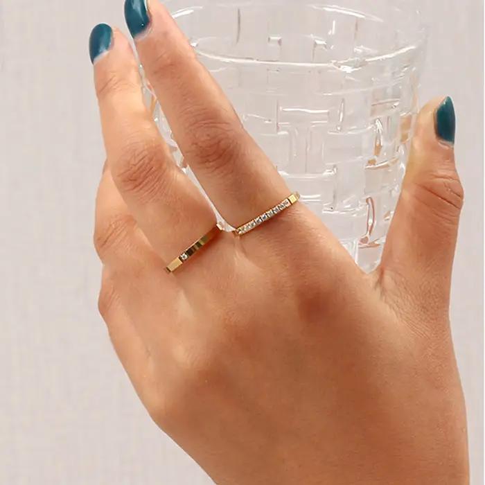 E.B.belle – bagues classiques de luxe en Zircon plaqué or 18 carats pour femmes