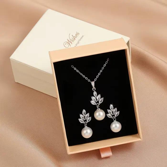 ZAKOL luxe zircone simulé perle boucles d'oreilles pendentif collier ensembles pour les femmes mode Ceystal élégant femmes bijoux de mariage