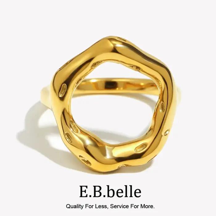 E.B.belle-Bague en titane plaqué or pour femme