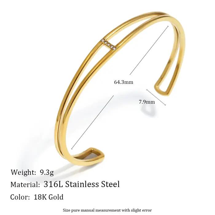 E.B.belle – Bracelet ajouré minimaliste et créatif en acier inoxydable, avec Zircon, Style doux, plaqué or 18 carats, bijoux pour femmes