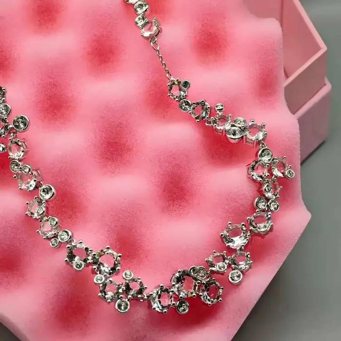 Parure de bijoux de luxe scintillante en cristal blanc 2026 – Collier