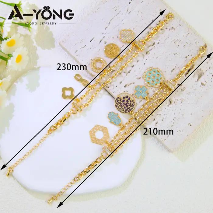 Bracelet plaqué or 21 carats style italien multilayer pour femmes occasions spéciales mariage fête