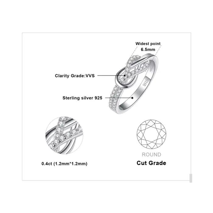 JewelryPalace nouveauté infini amour noeud pierre précieuse 925 en argent Sterling bague de déclaration pour femme mode classique bijoux fins