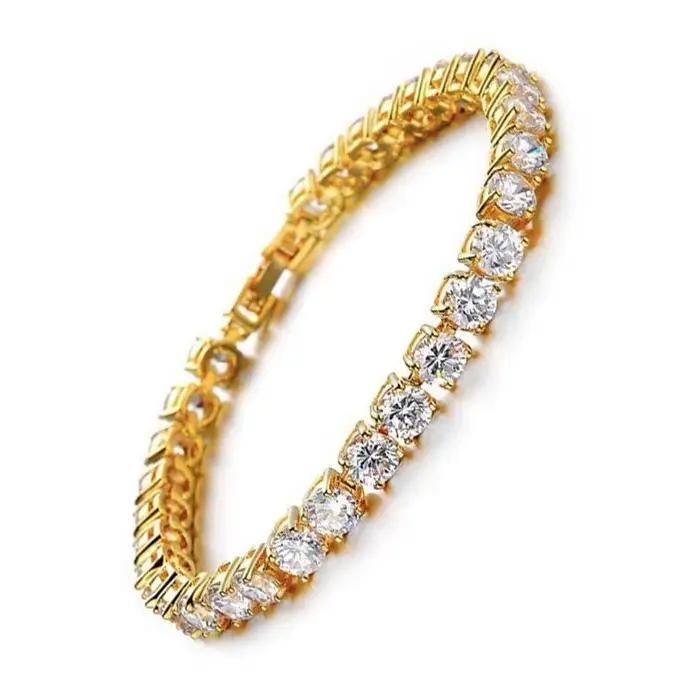 Bracelet de Tennis hip hop en zircone cubique pour hommes, chaîne à maillons en cristal sur la main, bijoux Streetwear, 3mm