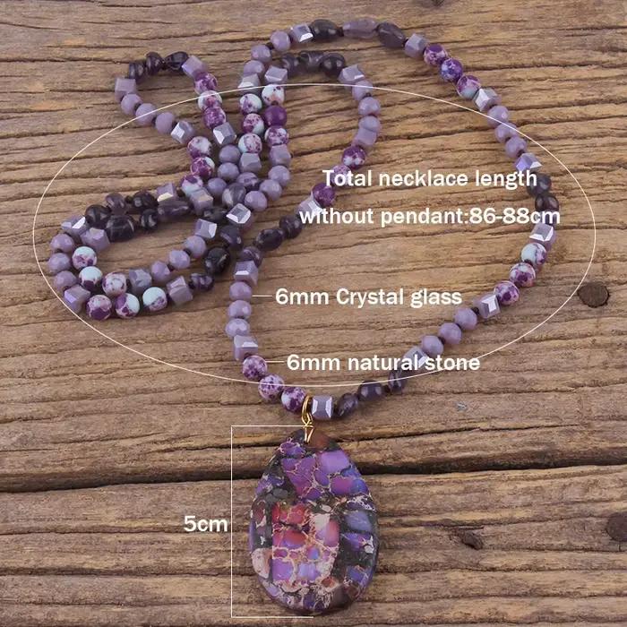 RH mode bohème bijoux 6mm pierres naturelles cristal avec Semi précieux Dorp pendentif colliers pour Boho collier