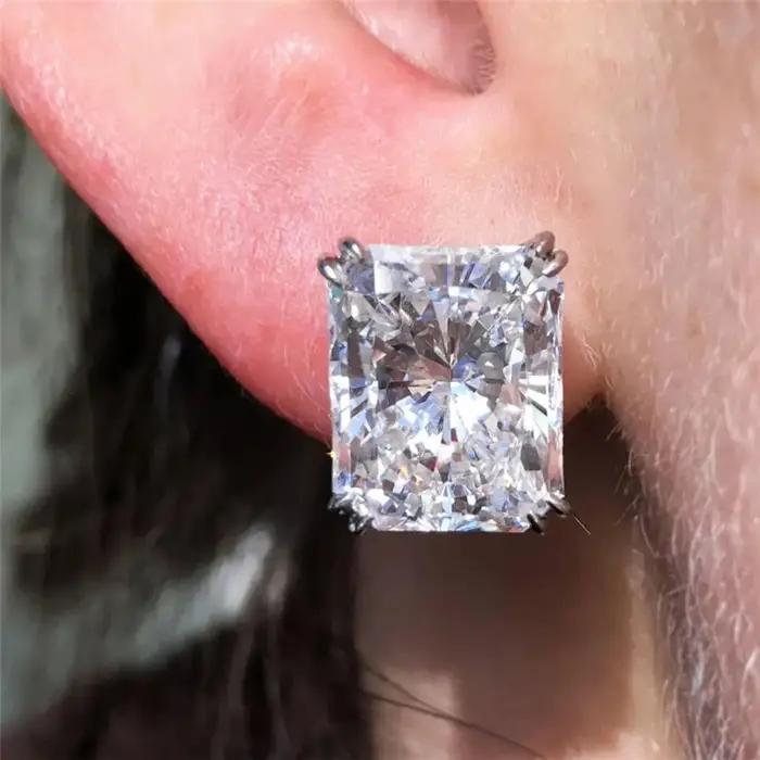 Boucles d'Oreilles Modernes Géométriques en Zircone Cubique pour Fiançailles Mariage Occasions Spéciales