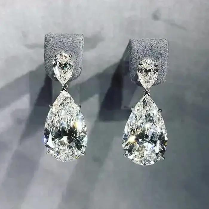 Huitan – boucles d'oreilles pendantes simples et élégantes pour femmes, en forme de larme en cristal, zircone cubique, de luxe, pour mariée, mariage, bijoux tendance