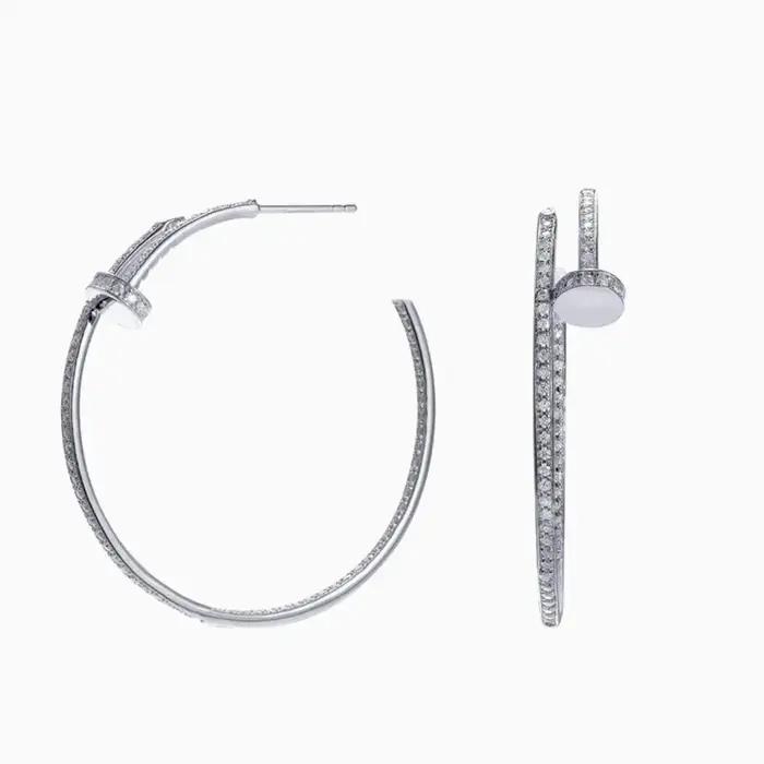Boucles d'oreilles Moissanite plaquées or blanc 18 carats pour femmes