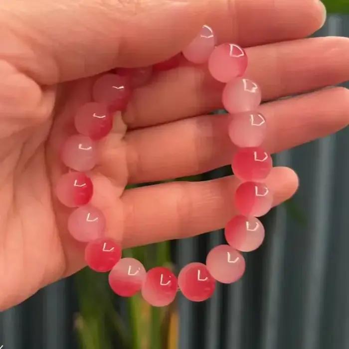 Bracelets en perles de cristal de quartz rose pour femmes et filles