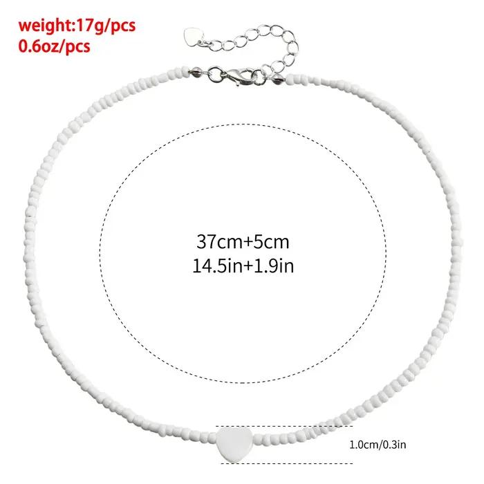 Collier de perles de rocaille colorées avec pendentif en forme de cœur pour femmes