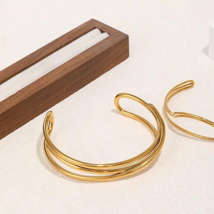 E.B.belle – Bracelets de la série de lignes croisées, lignes torsadées à Double couche, bijoux en acier inoxydable sans ternissement