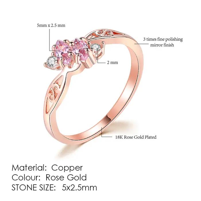 Bagues délicates en cristal Rose or pour femmes