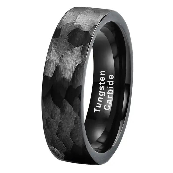 Bague en Tungstène Martelé Rose Gold Alliance de Mariage Élégante pour Hommes et Femmes Occasions Spéciales