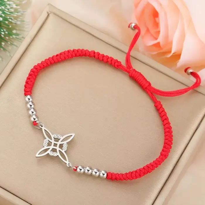 Dawapara – Bracelet à breloques avec nœud de sorcière pour femmes, amulette de Protection des nœuds celtiques, chaîne de perles en acier inoxydable, bijoux Wiccan de sorcellerie