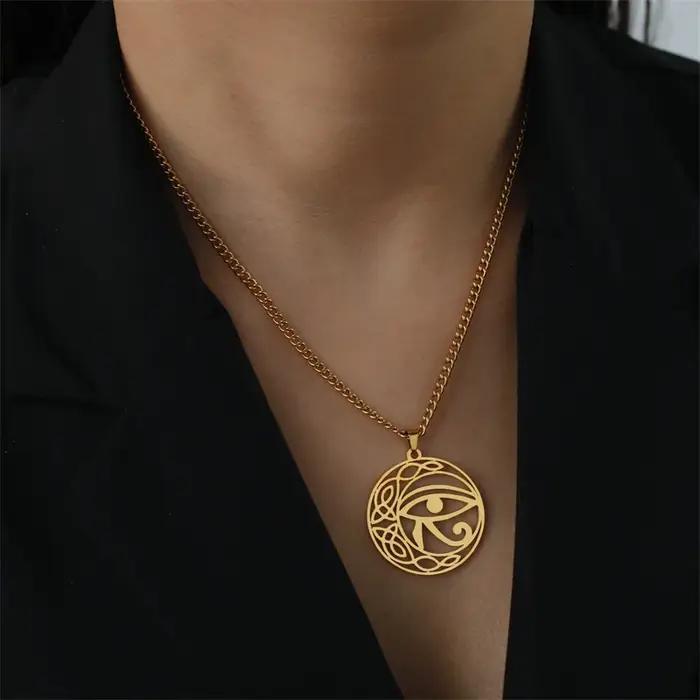 Oeil d'horus egypte chaîne colliers pour femmes hommes en acier inoxydable Ankh croix collier religieux tour de cou