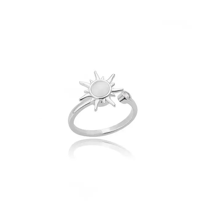 Bague Anti-Stress et anxiété pour femmes, pendentif soleil en acier inoxydable, Spinner Fidget, bijo