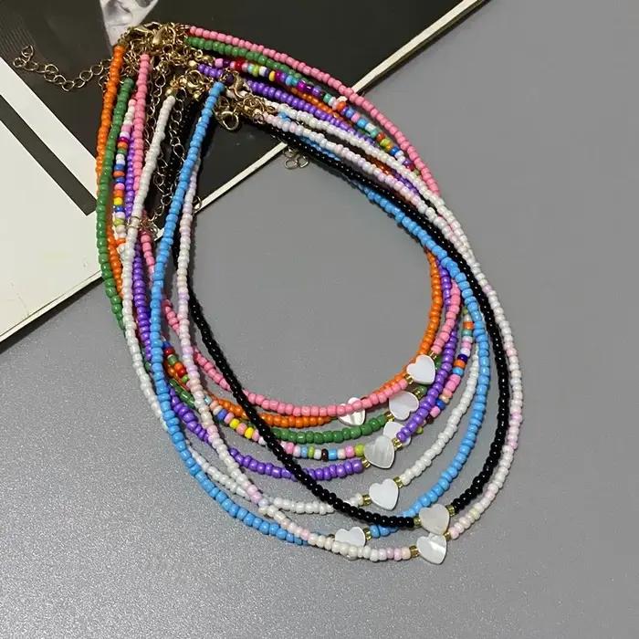 Collier ras du cou en perles de rocaille colorées pour filles
