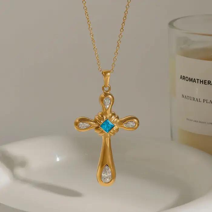 Yori – collier délicat avec pendentif croix en zircone cubique pour femmes