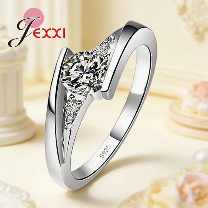 Bague de mariage en argent sterling 925 vintage avec zircon étincelant pour femmes pour parties et occasions spéciales