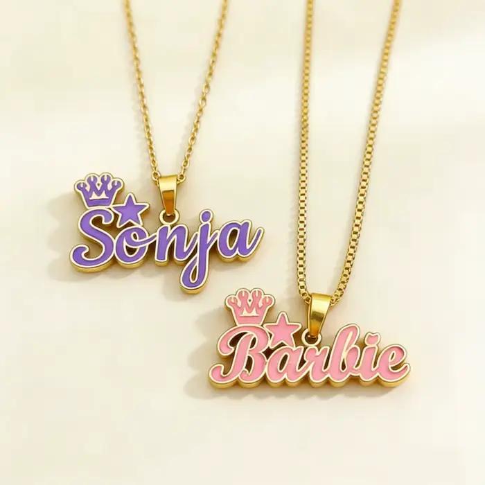 Collier personnalisé avec plaque nom en or coloré pour femmes et filles bijou cadeau occasion spéciale