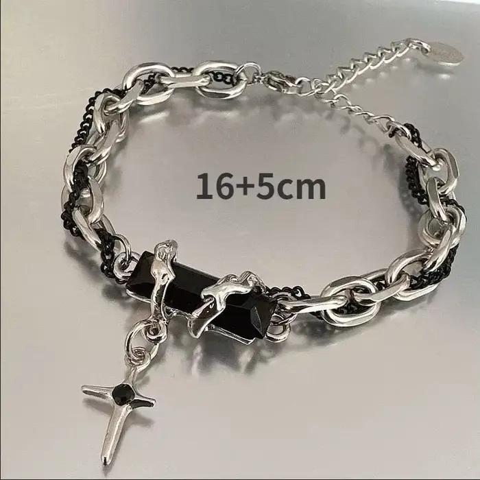 Bracelet en acier inoxydable chaîne maillons motif géométrique rétro style punk pour hommes et femmes