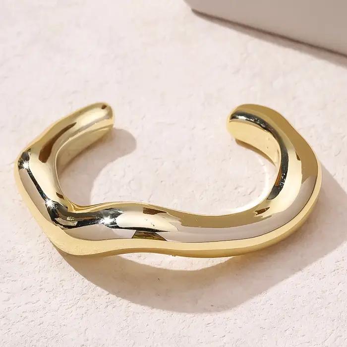 Bracelet en plastique géométrique ouvert pour femmes style vintage hip hop punk or argent bijoux de mode occasions spéciales
