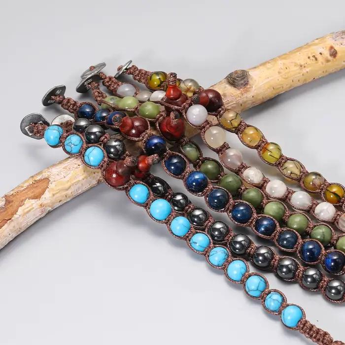 Bracelets en pierre naturelle tissés à la main, réglables, bijoux de guérison de l'âme, bracelets pour hommes et femmes, cadeaux, Bracciale Tibetano Anima