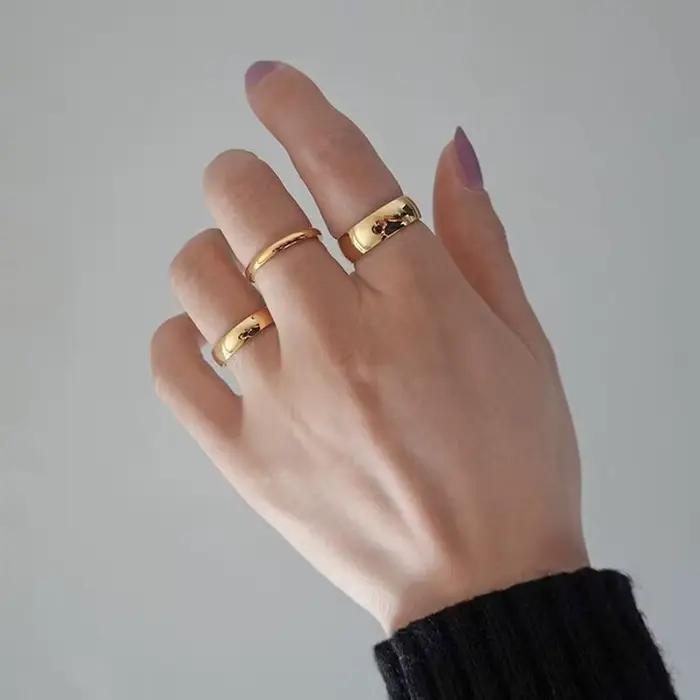 Bague de mariage classique en acier inoxydable pour femme, bijoux de fiançailles, document en or lisse, 2mm, 4mm, 6mm, 8mm