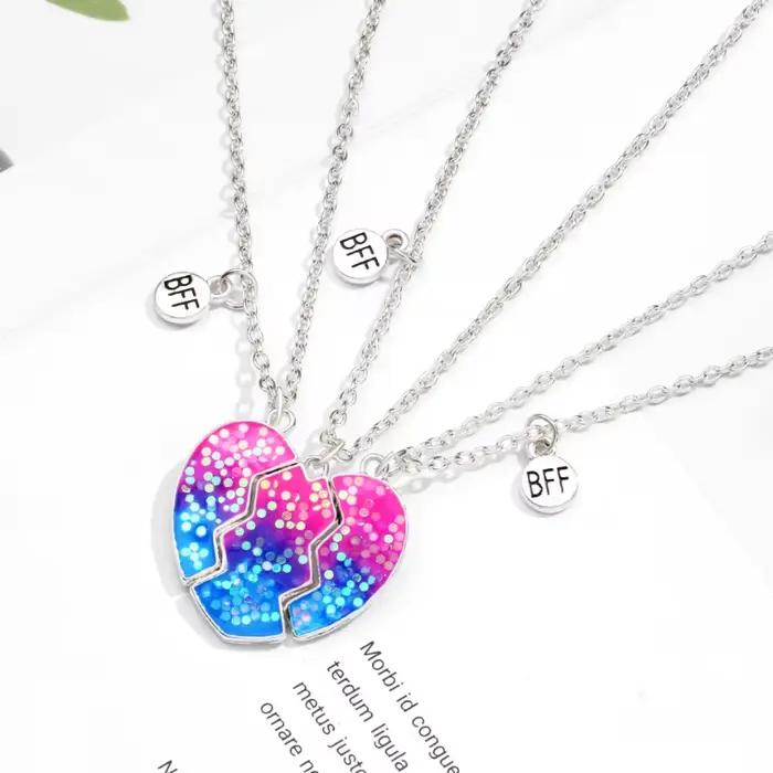 Collier BFF en forme de cœur magnétique pour 3 filles