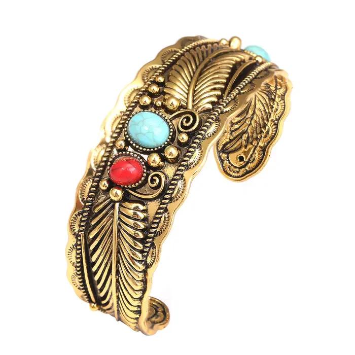 Bracelet ovale en alliage Turquoise vintage or argent élégant pour homme femme occasions spéciales partys elegance style classique
