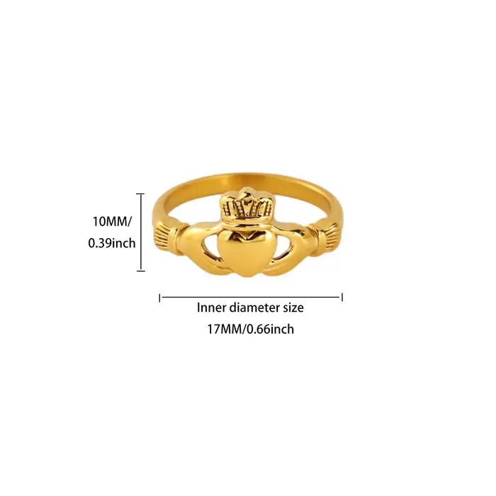 Bague Claddagh classique plaquée or 18 carats acier inoxydable nœud celtique alliance de mariage pour femme cadeau occasions spéciales