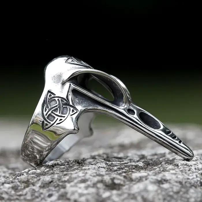 Bague Totem Vintage à nœud celtique pour hommes, mythologie nordique, guerrier Viking, tête de corbeau, bijoux dominateurs à la mode, cadeau, 2023