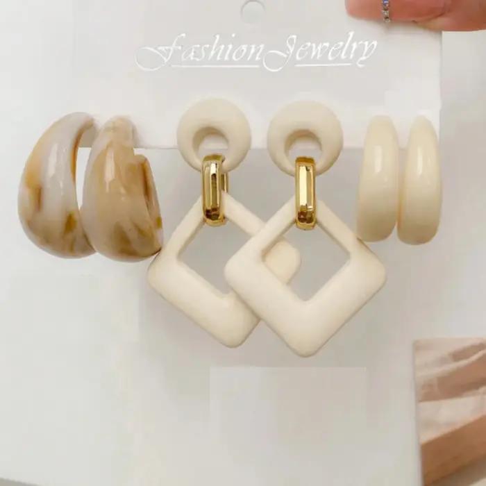 3 paires de boucles d'oreilles pendantes de Style rétro classique