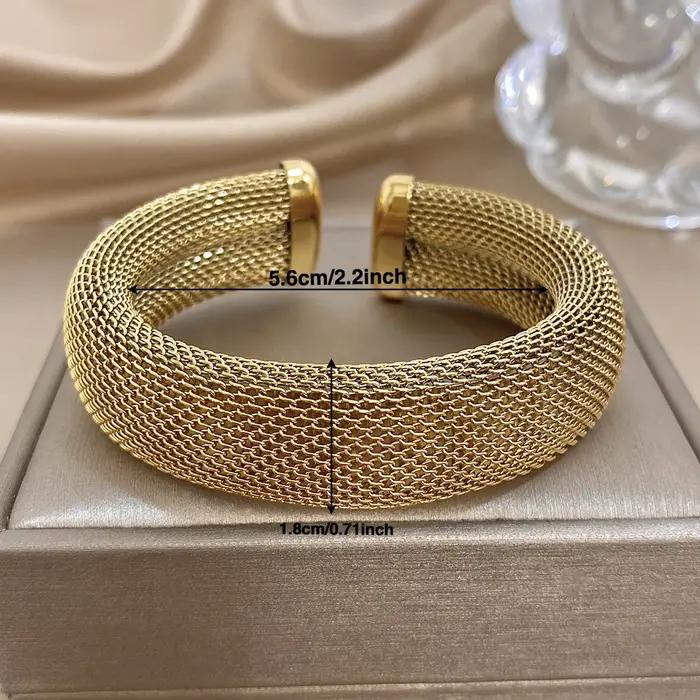 Greatera – Bracelet ouvert en acier inoxydable, tissage de maille de 18mm de large, ligne Dense Simp