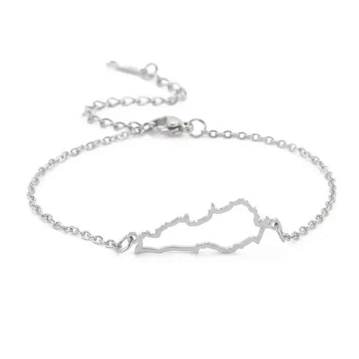 Bracelet pendentif creux en acier inoxydable avec contour de la carte du Liban EUEAVAN, bijoux géographiques pour femme